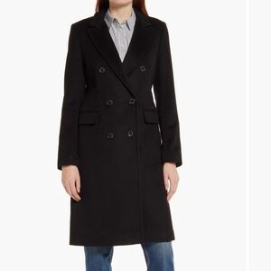 Lauren Ralph Lauren Navy Double-Breasted Wool-Blend Coat